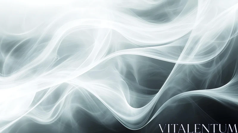 Ethereal White Smoke Abstract on Dark Background, Digital Art Style.
