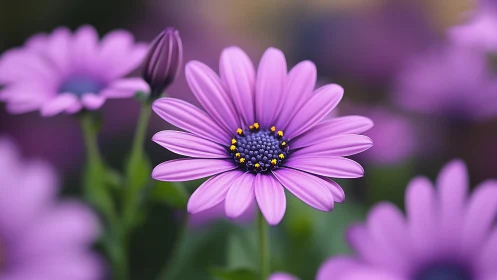 Purple Daisy's Delicate Beauty in Soft Focus.