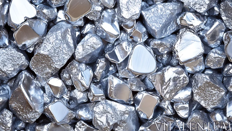 Raw silver metal nuggets show polished, reflective surfaces.