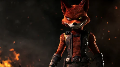 Anthropomorphic fox soldier rendered in detailed 3D lighting
