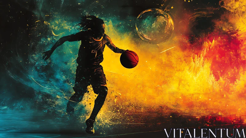 Cosmic court sprint through swirling fire and water energy.