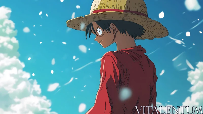 Straw hat daydreams under a bright and endless summer sky.