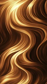 Golden flowing abstract waves with smooth curved lines.