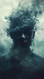 Silhouetted human head partially obscured by dense smoke.