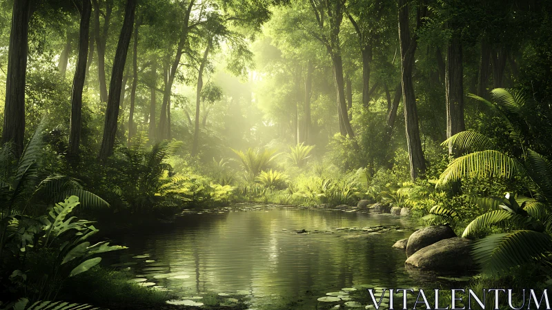 Sunlit Forest Stream Sanctuary