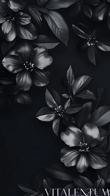 Dramatic Black and White Flowers in Moody Light.