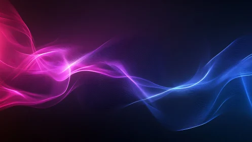 Neon magenta and cobalt light waves over deep gradient.