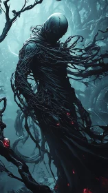 Dark forest wraith wrapped in twisting roots and shadow.