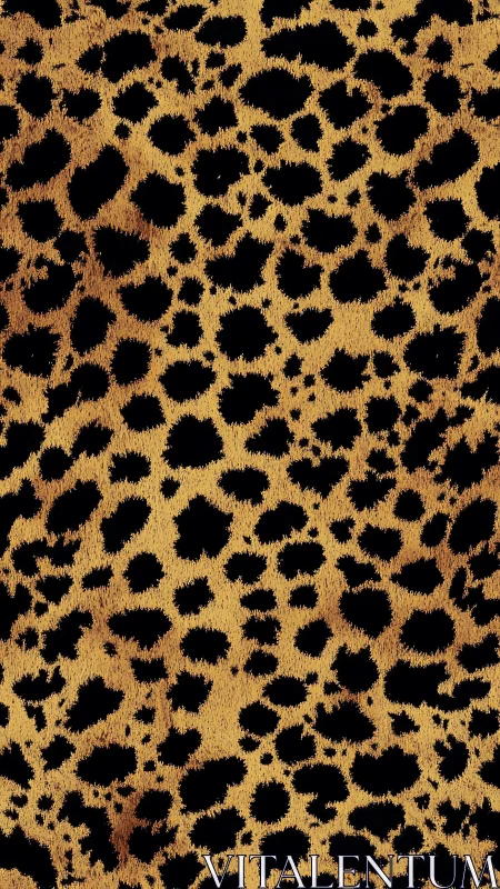 Golden Leopard Print Pattern with Textured Black Spots.