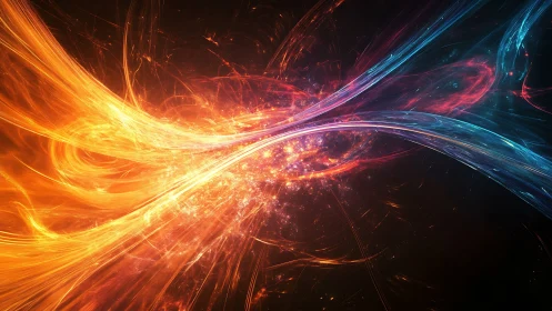 Cosmic rivers of fire and ice weaving through starlight.