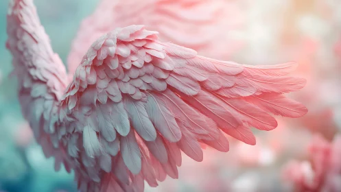 Cotton-candy angel wings unfurl softly in pastel light