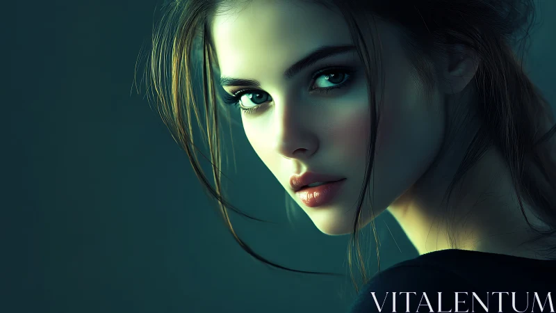 Moonlit gaze carves quiet drama across teal shadows