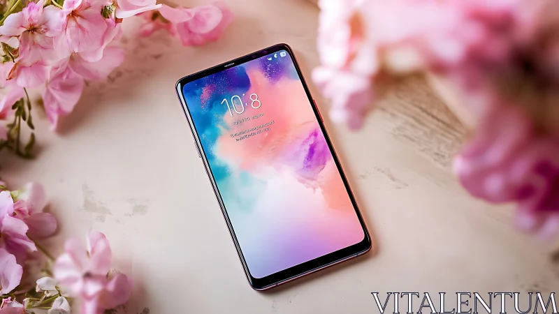 Smartphone Display Features Gradient Watercolor Wallpaper