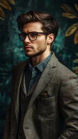 Stylish young man gazes thoughtfully in a refined portrait