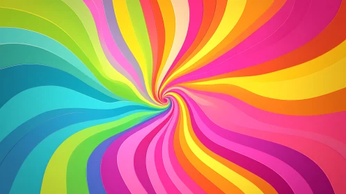 Radial multicolor spiral forms converge toward central point