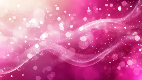 Sparkling Pink Abstract Background with Flowing Light Waves.