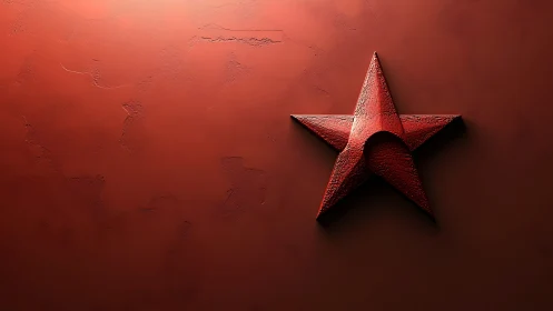 Red crescent star emblem casts long textured shadow.