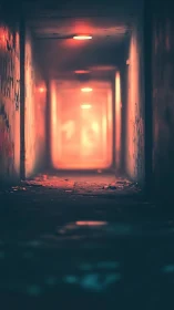 Dimly lit urban tunnel corridor with warm glow.