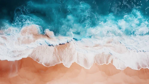 Aerial surf tapestry where turquoise seas kiss sand. Period.