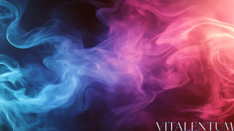 Vibrant blue and pink smoke clouds blend on dark background.