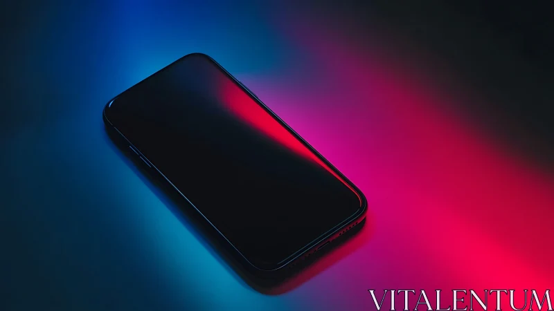 Modern Phone Glowing in Neon Light.