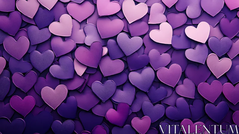 Purple and Pink Hearts Layered in Dimensional 3D Composition