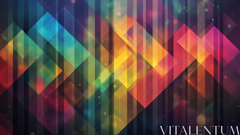 Vibrant geometric abstract art with glowing colorful diamonds.