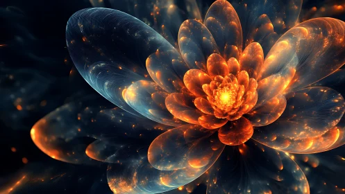 Stellar ember blossom unfolding in luminous cosmic petals.