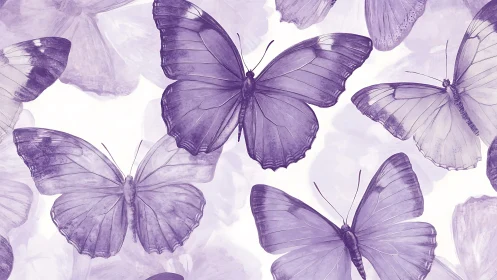 Monochrome violet butterflies in layered soft-focus flight.