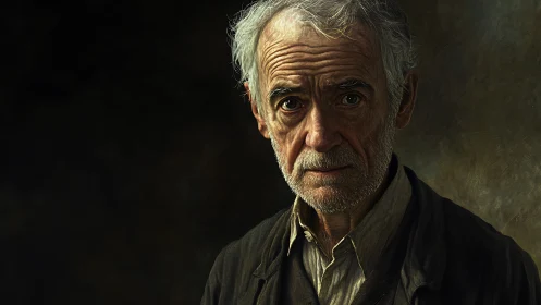 High-detail portrait of elderly man under chiaroscuro lighting analysis