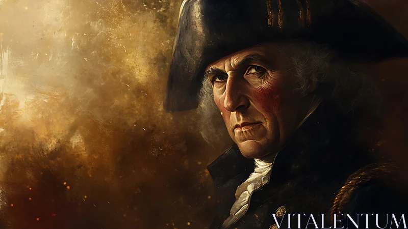 Commanding naval portrait glows with stormy golden light