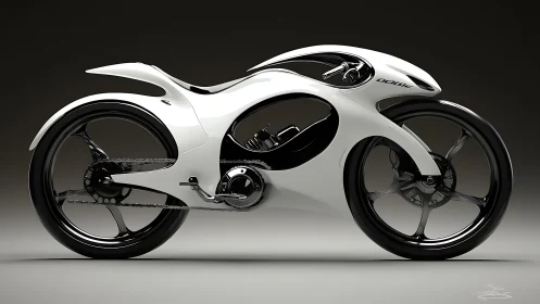 Futuristic motorcycle concept rendering shows sculpted white frame
