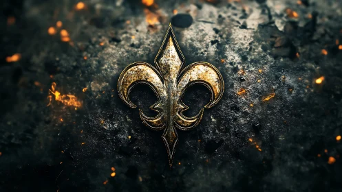 Golden fleur-de-lis blazes against charred emberscape backdrop.