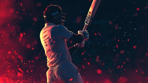 Cricket batter carves fiery strokes through twilight sparks
