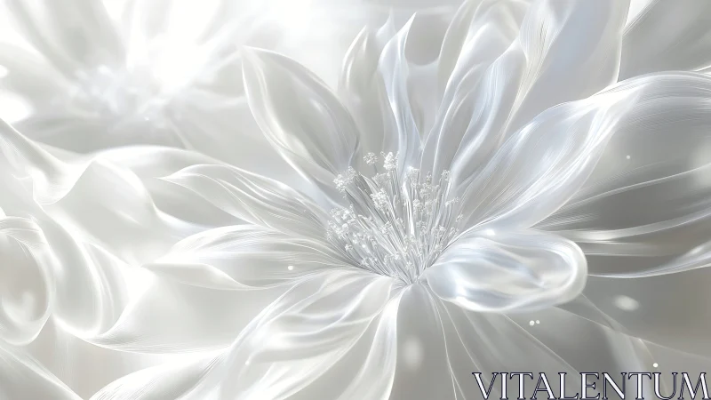 Rendered translucent white flower with detailed central stamens