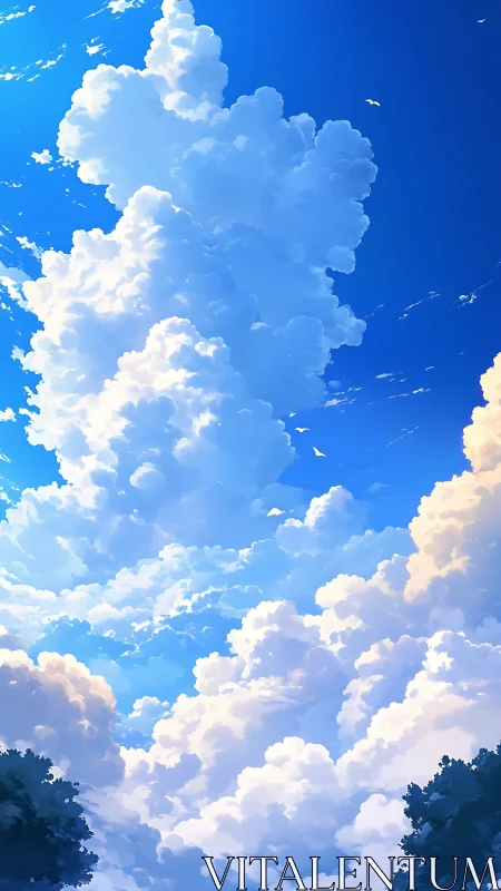 Vertical cumulus cloud formation under clear blue sky.