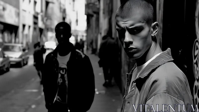 Urban alley portrait isolates subject with shallow depth of field