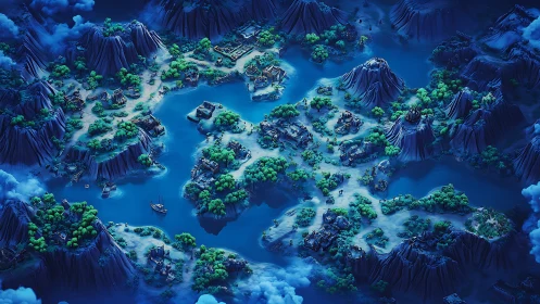 Mystical Island Archipelago: A Floating Paradise of Blue and Green