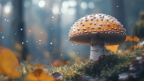 Forest throne of the speckled mushroom king at dusk.