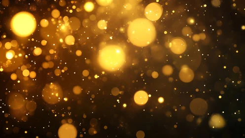 Golden bokeh light circles scatter across dark background