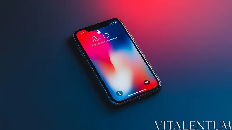 iPhone X displaying gradient lockscreen with dynamic interface elements.