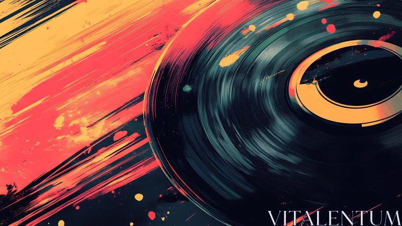 Vinyl vortex exploding through neon-tinted paint storms.