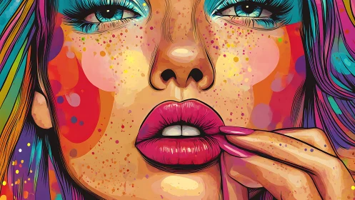 Neon-kissed portrait where pop art lips dare the spotlight.