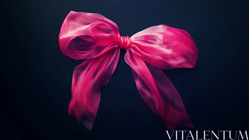 Pink fabric bow against dark background.