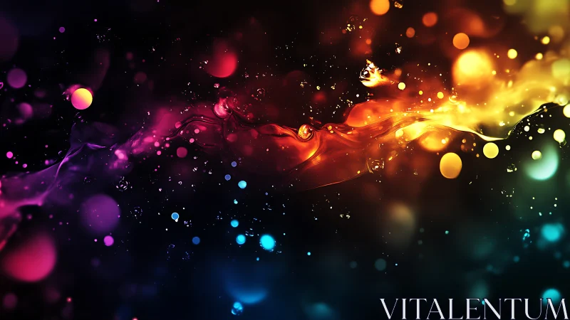 Chromatic liquid nebula ribbon with luminous bokeh field.