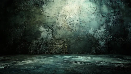 Textured concrete wall and floor under diffuse central light