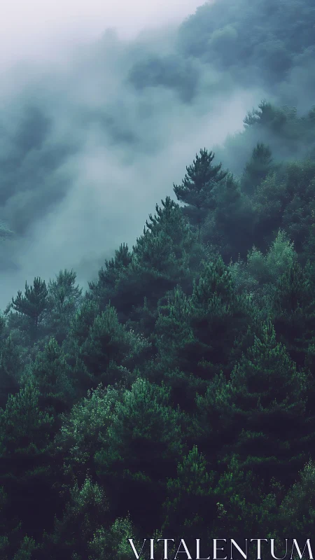 Misty Evergreen Forest Landscape