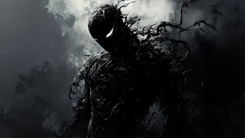 Shadowborn symbiote rises from swirling ink and storm.