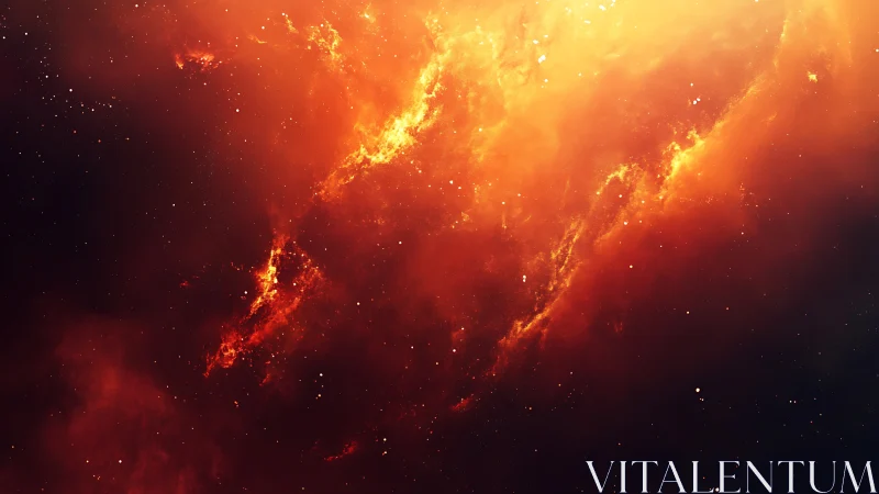 Cosmic Fire: Blazing Energy Streams Through Starlit Darkness