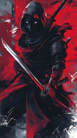 Shadowblade ronin storms through crimson painted chaos.